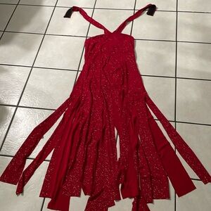 Dancewear Red Sparkle Dress with Leotard Size Adult Medium Dance
#62